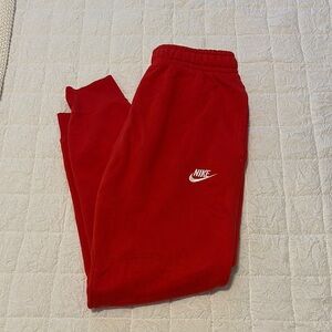 Nike Red Sweatpants with Tapered Ankles